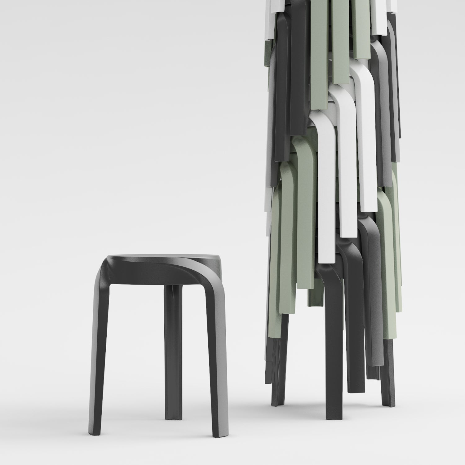 Modern Plastic Stackable Dining Stool 4pcs Set WHIRL – LOFT HOME