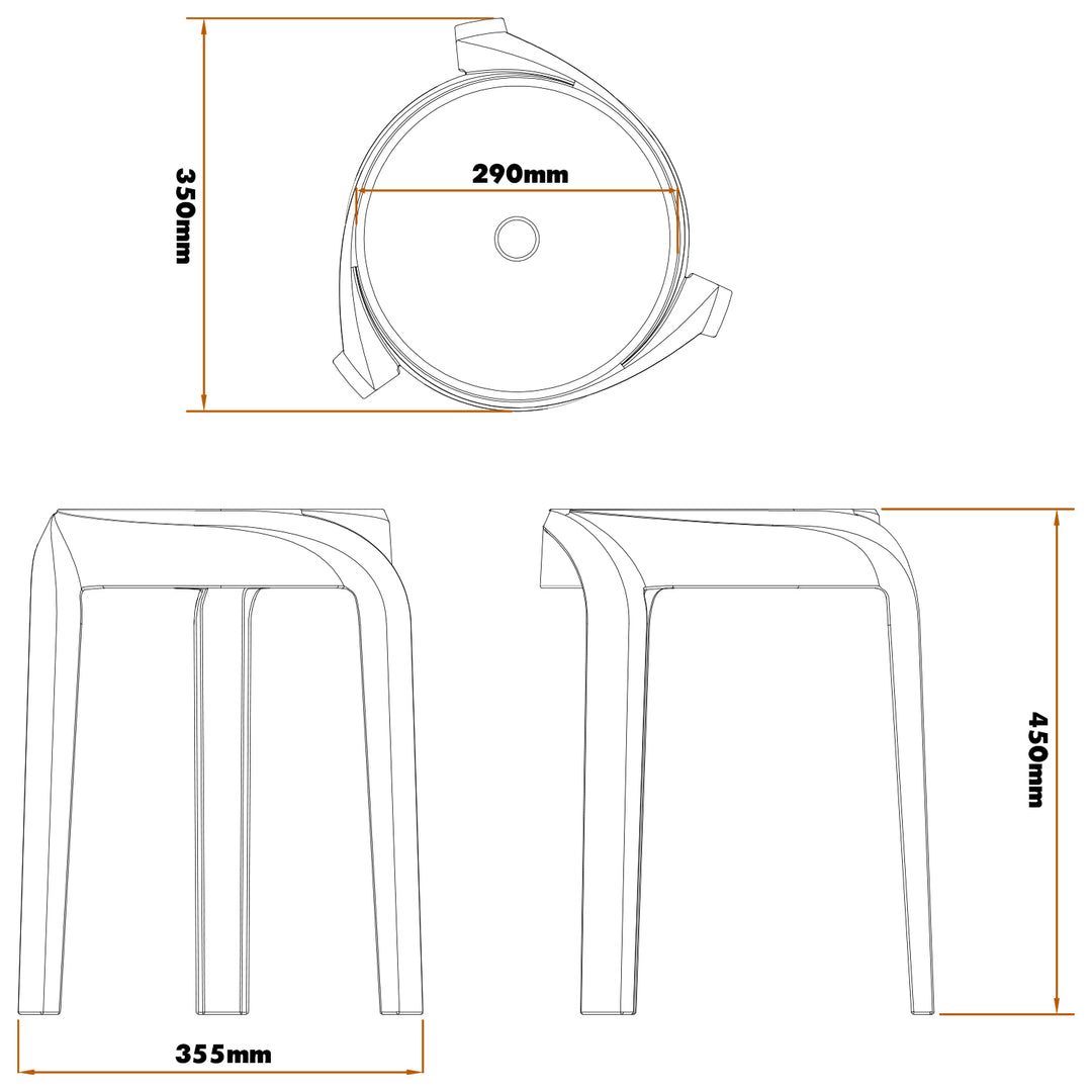 Modern Plastic Stackable Dining Stool 4pcs Set WHIRL