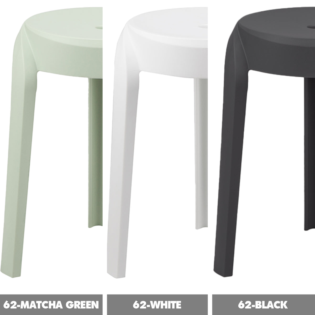 Modern plastic stackable dining stool 4pcs set whirl color swatches.