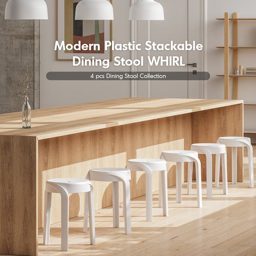 Modern Plastic Stackable Dining Stool 4pcs Set WHIRL Good to Know Preview-1