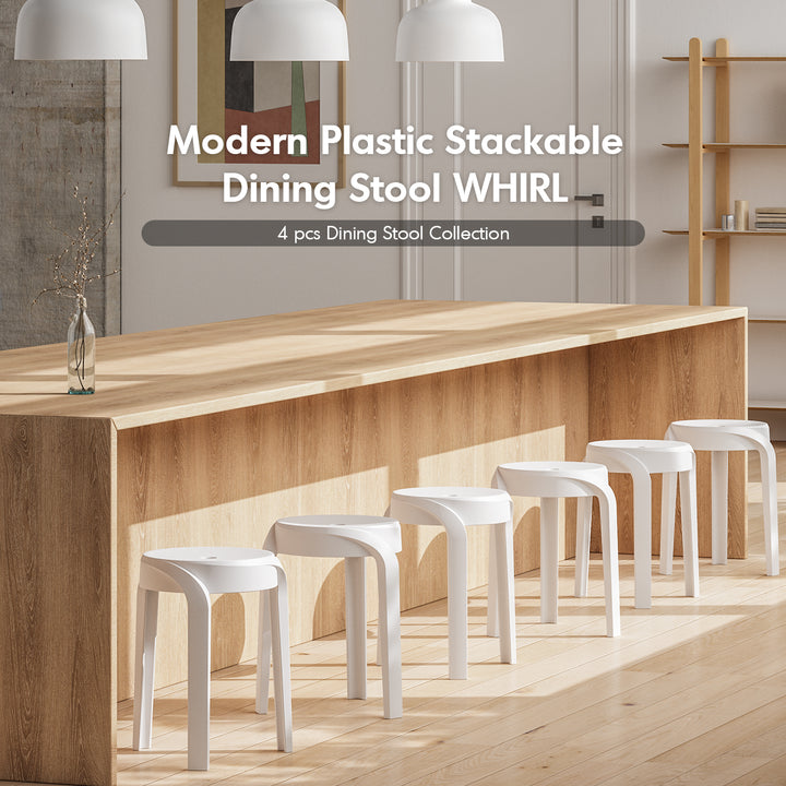 Modern Plastic Stackable Dining Stool 4pcs Set WHIRL