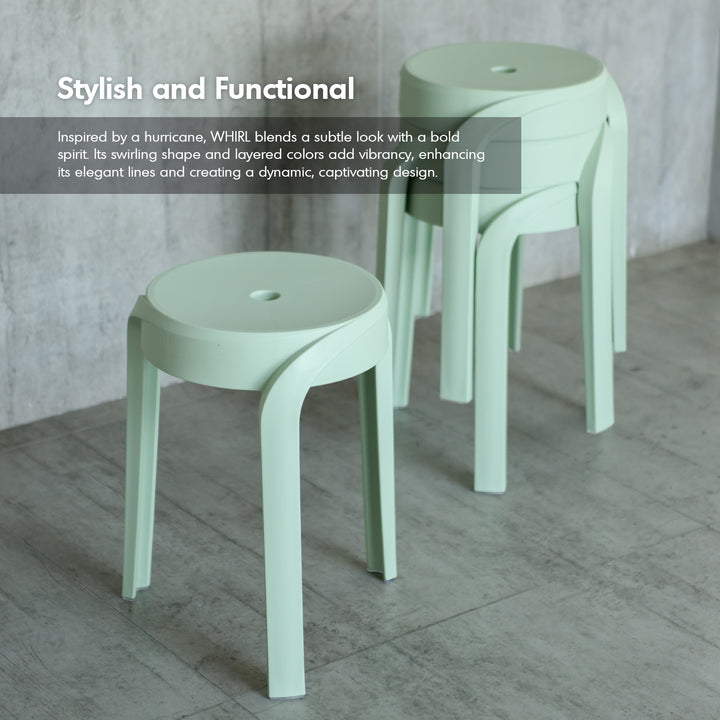 Modern Plastic Stackable Dining Stool 4pcs Set WHIRL