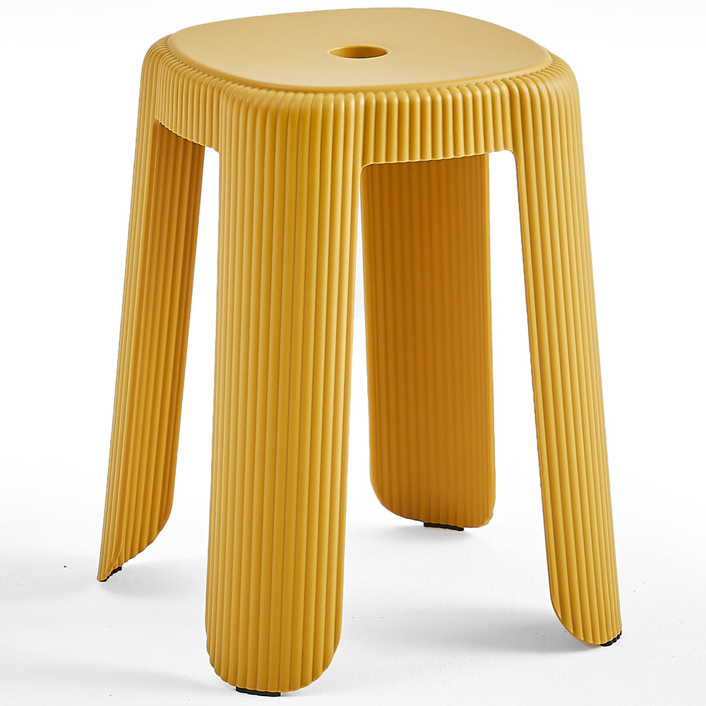 Contemporary plastic stackable dining stool pop in white background.