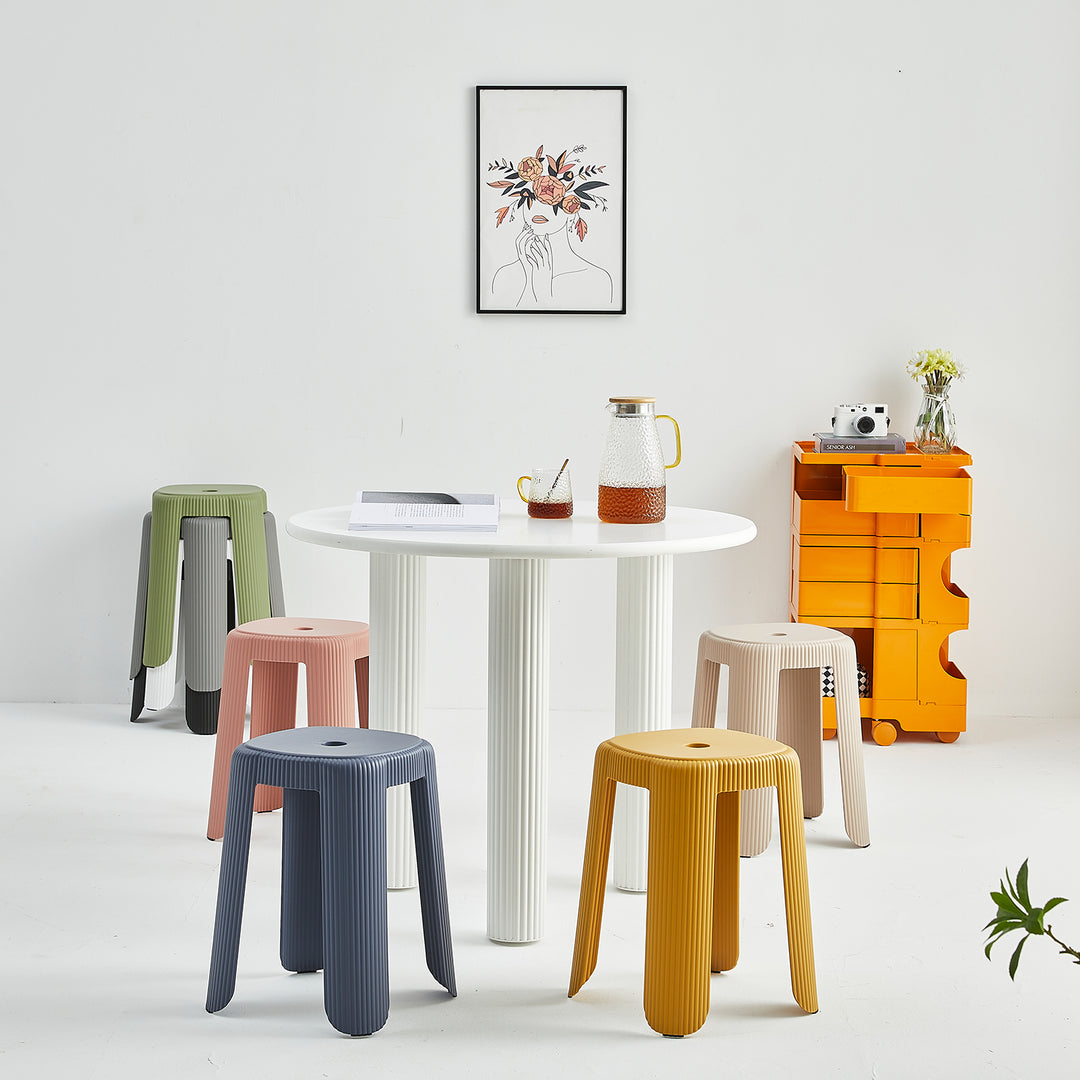 Contemporary plastic stackable dining stool pop situational feels.