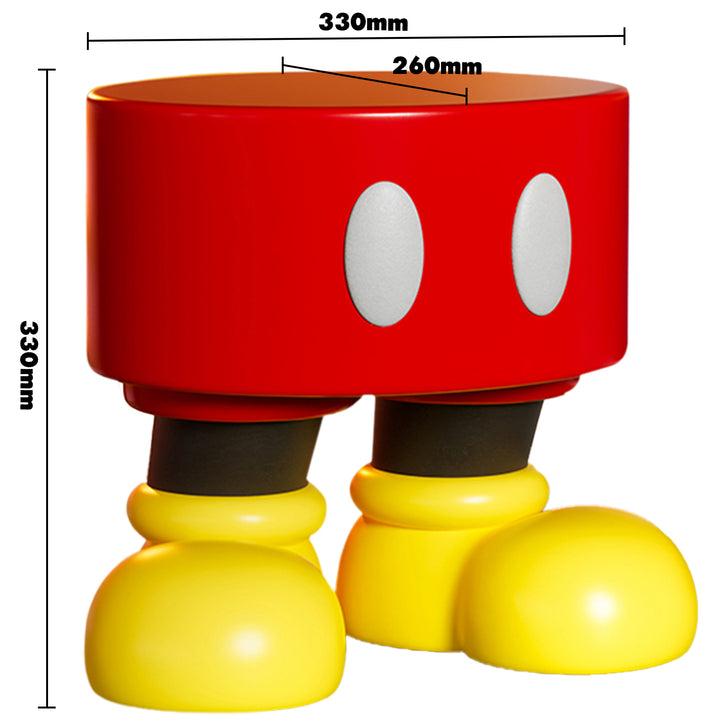 Modern resin stool mickey size charts.