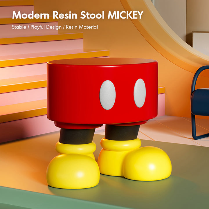 Modern resin stool mickey material variants.