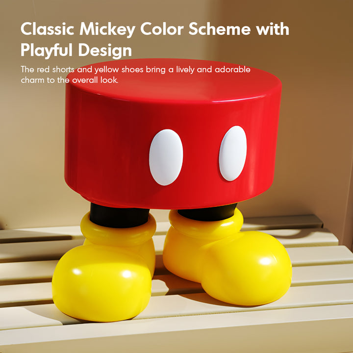 Modern resin stool mickey in real life style.