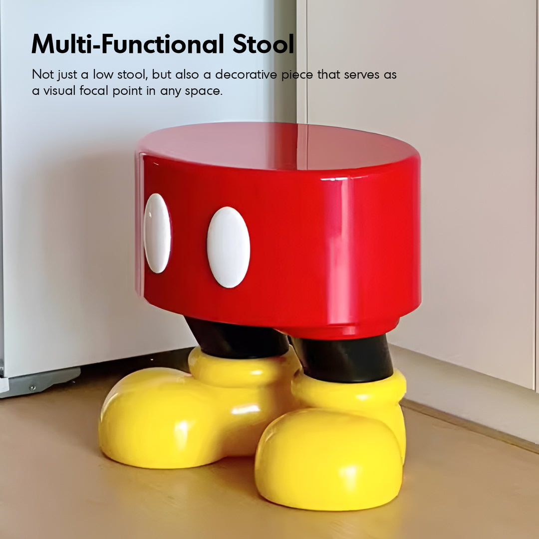 Modern resin stool mickey with context.