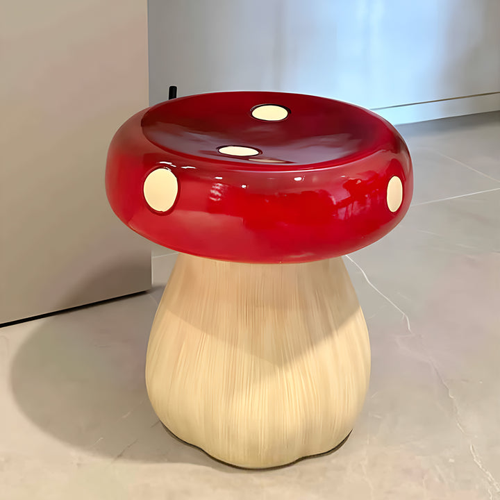 Modern resin stool mushroom layered structure.