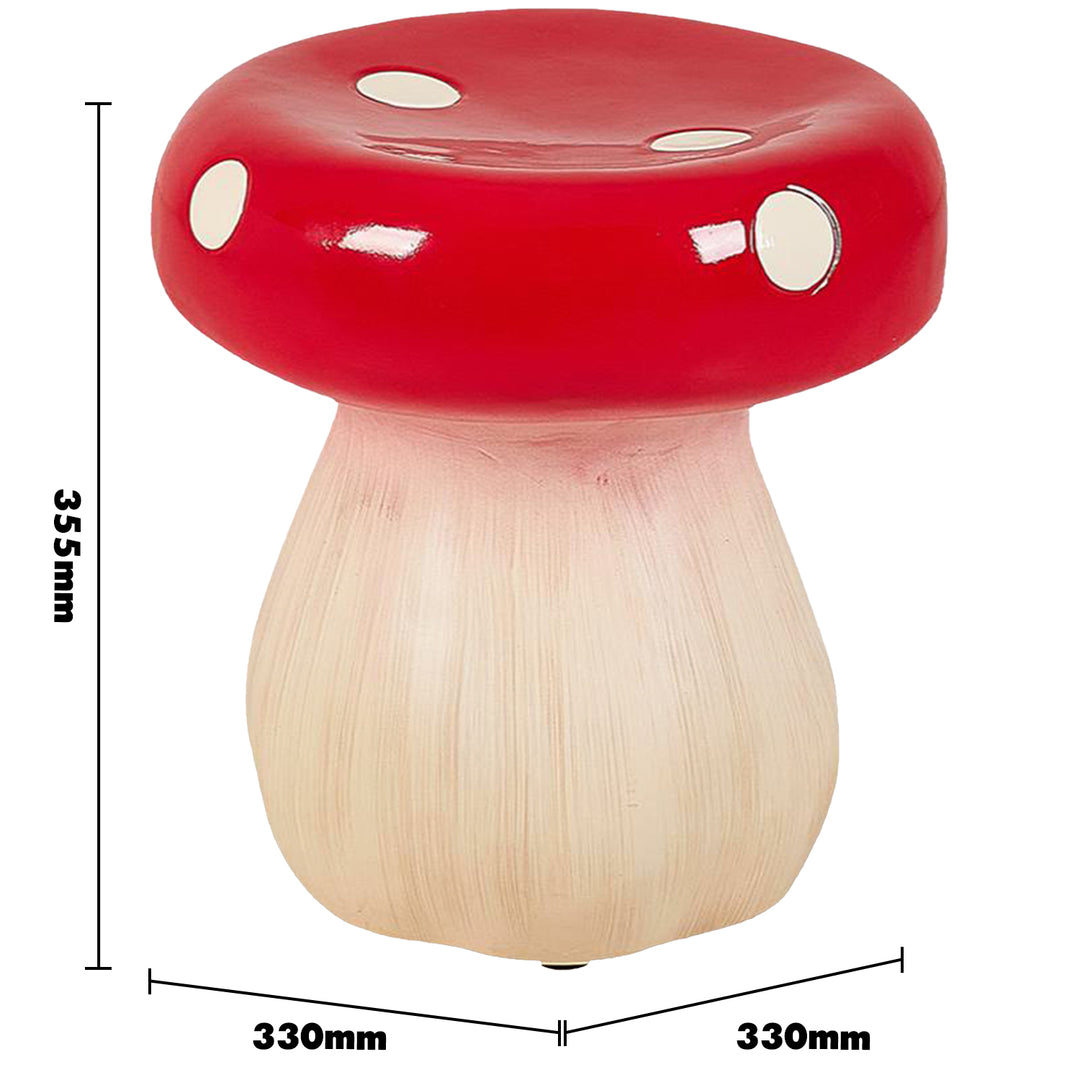 Modern resin stool mushroom size charts.