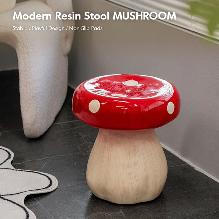 Modern resin stool mushroom material variants.