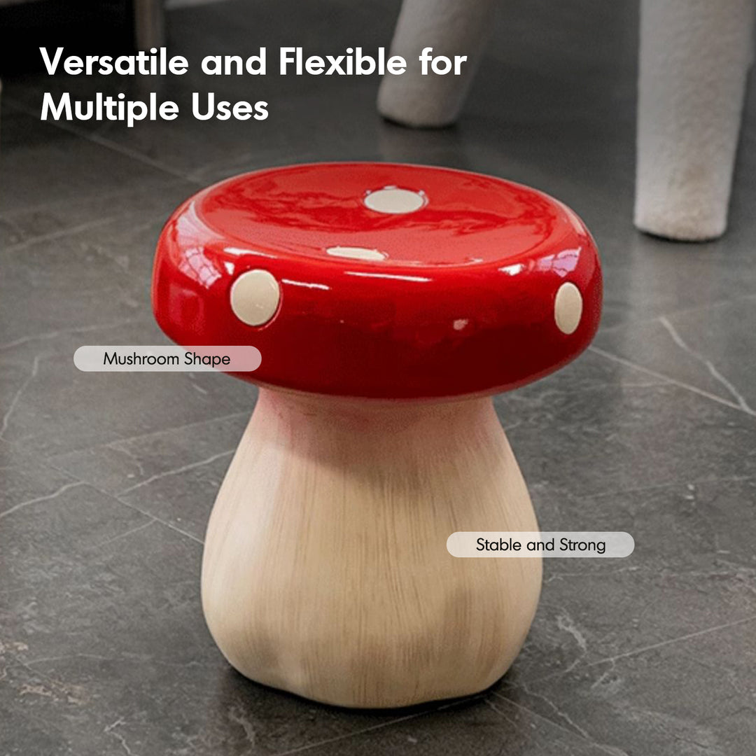 Modern resin stool mushroom in close up details.