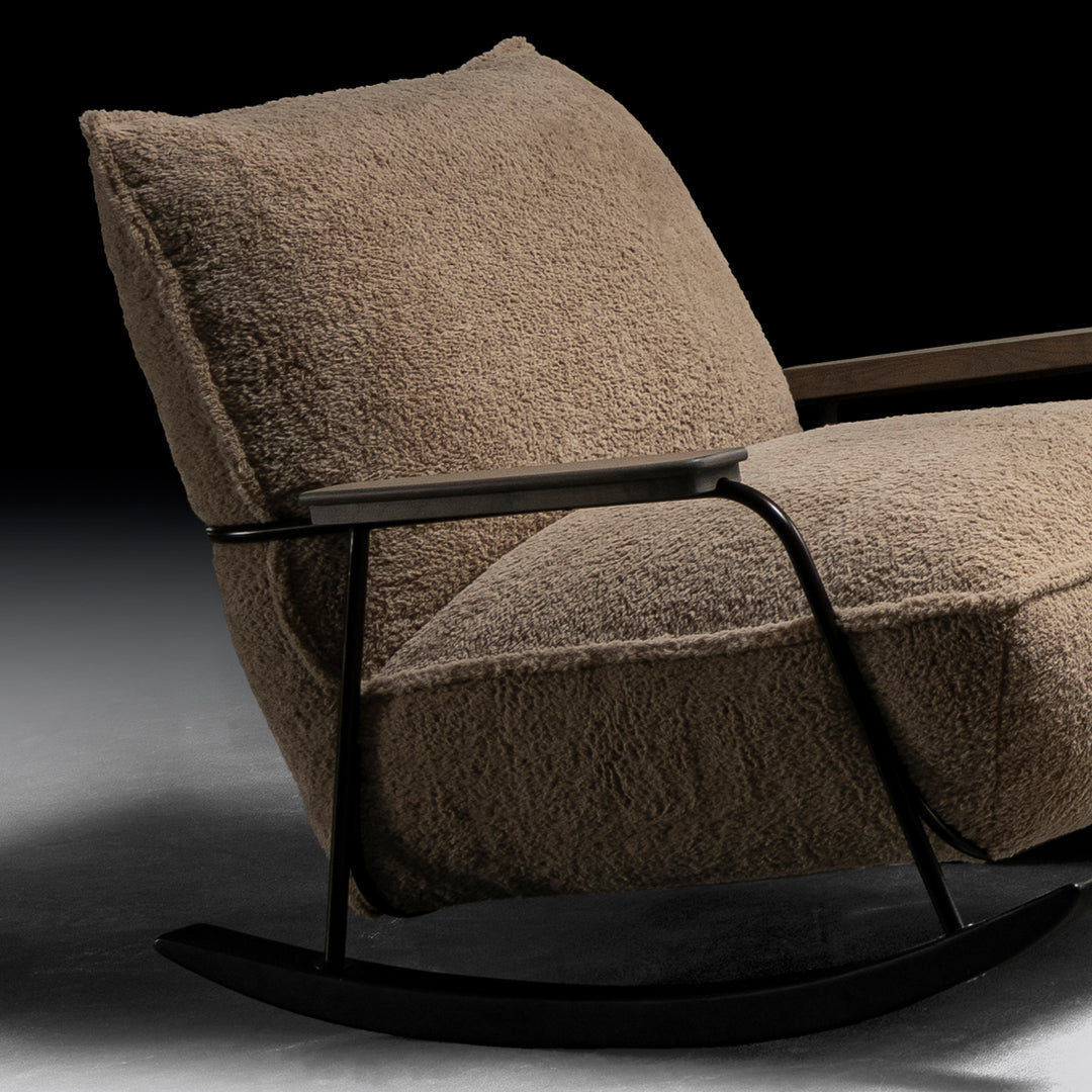 Modern sherpa fabric rocking chair 1 seater sofa cloudy material variants.