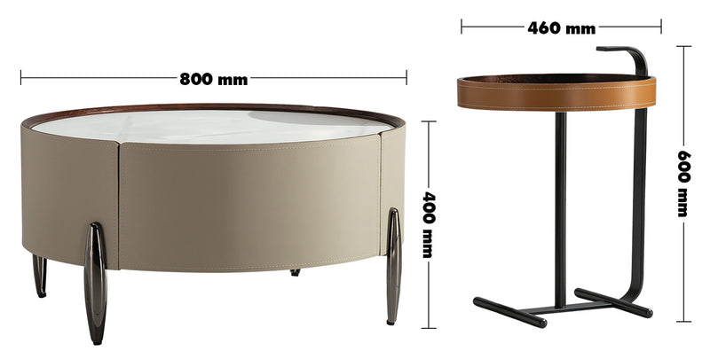 Modern Sintered Stone Coffee Table 2pcs Set NEXUS Size Chart