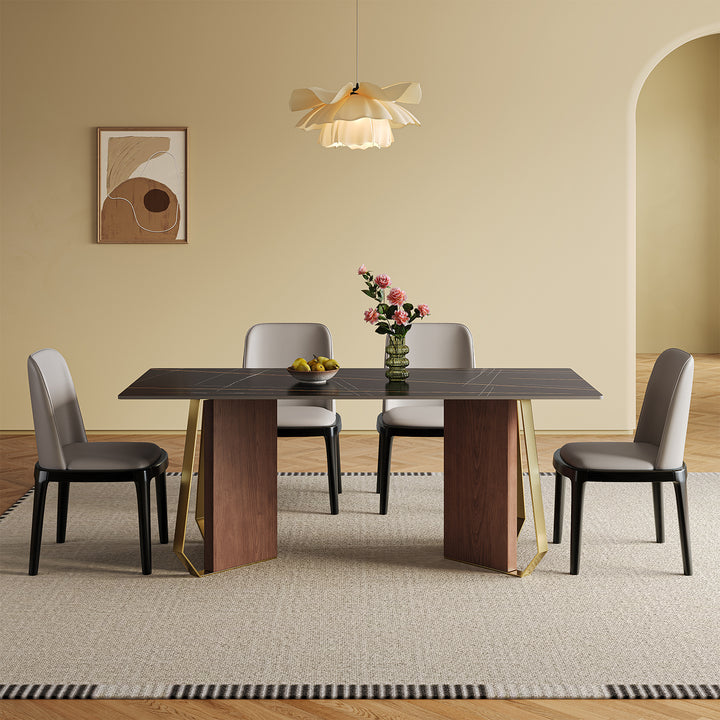 Modern sintered stone dining table axis conceptual design.