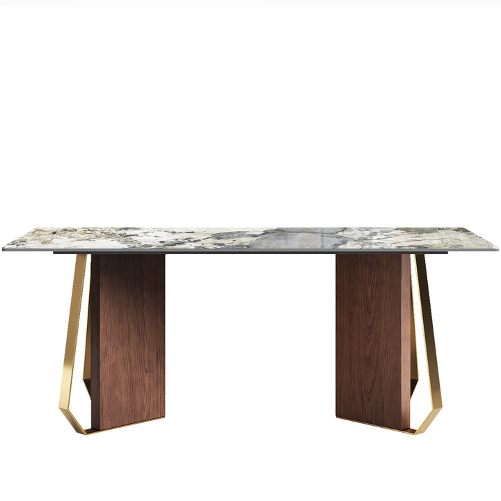 Modern sintered stone dining table axis layered structure.