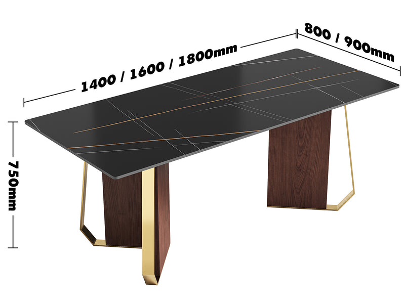 Modern Sintered Stone Dining Table AXIS Size Chart