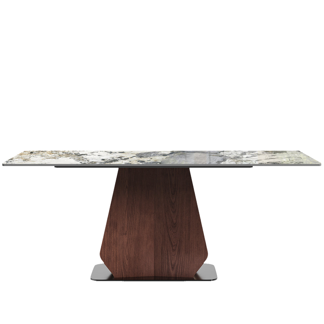 Modern sintered stone dining table beam layered structure.