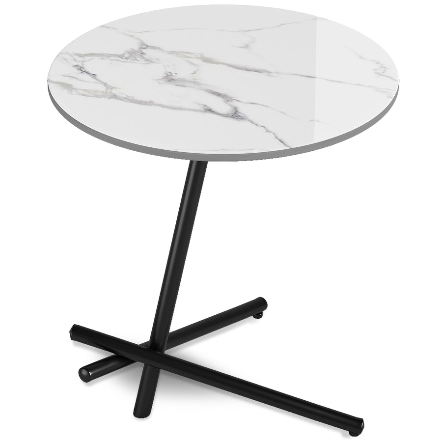 Modern sintered stone side table slat in white background.