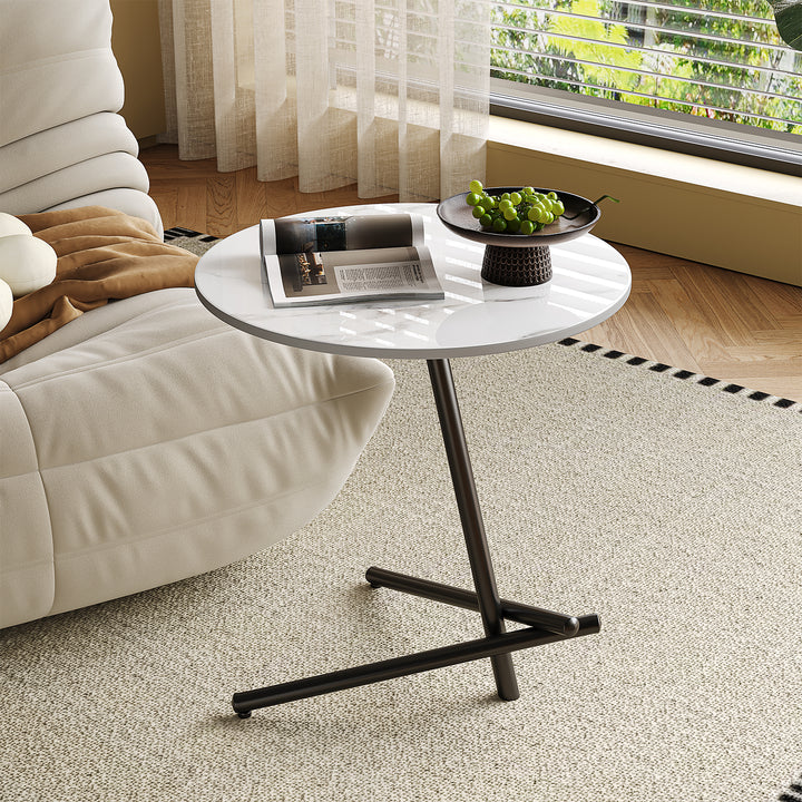 Modern sintered stone side table slat in still life.