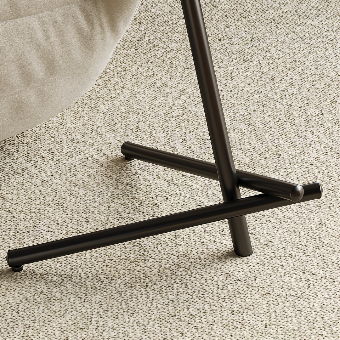 Modern sintered stone side table slat with context.