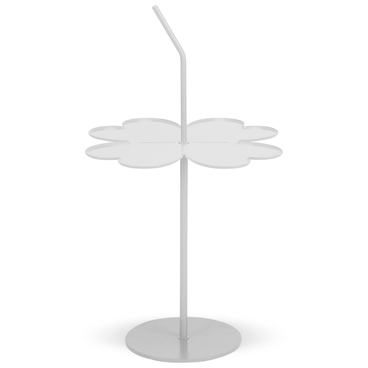 Modern steel side table flower in white background.