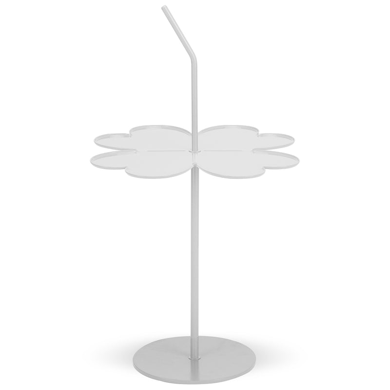 Modern steel side table flower in white background.