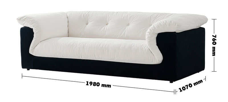 Cream Suede Fabric 2 Seater Sofa CAMELLIA Size Chart