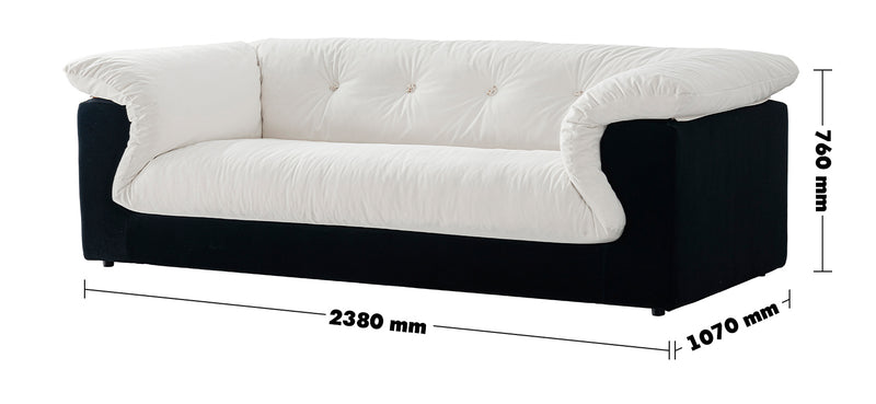 Cream Suede Fabric 3 Seater Sofa CAMELLIA Size Chart