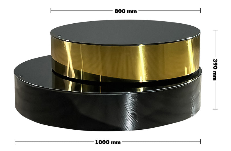 Modern Tempered Glass Revolving Coffee Table SOLACE Size Chart