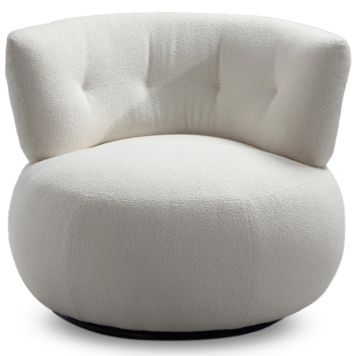 Cream Velvet Fabric 1 Seater Sofa PUFF