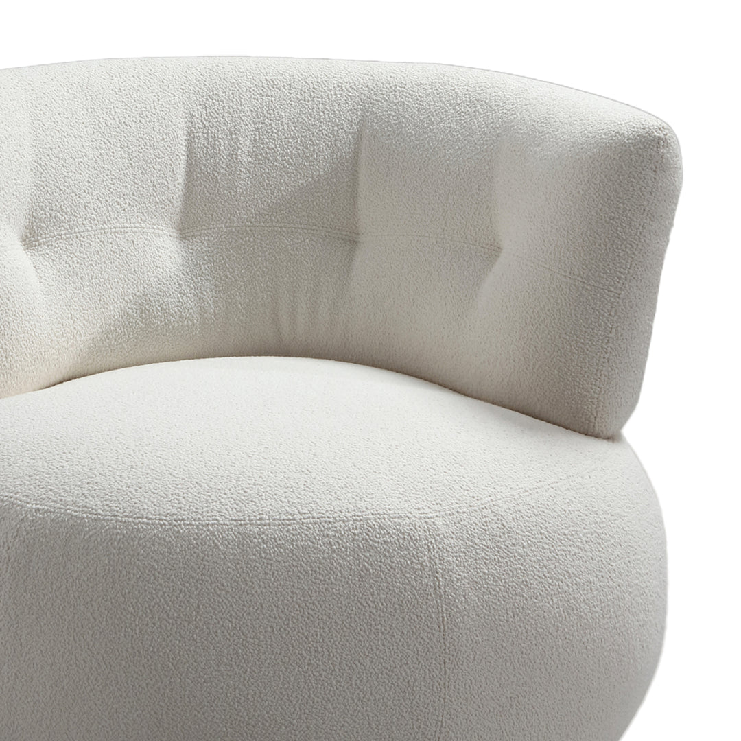 Cream Velvet Fabric 1 Seater Sofa PUFF