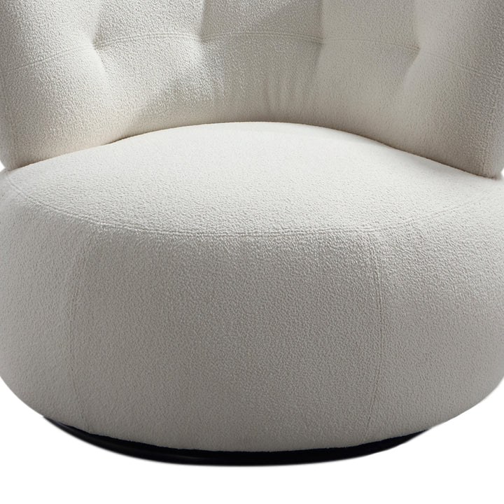 Cream Velvet Fabric 1 Seater Sofa PUFF