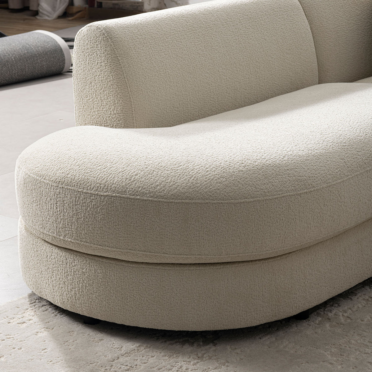 Modern velvet fabric modular chaise 2 seater sofa fable in real life style.