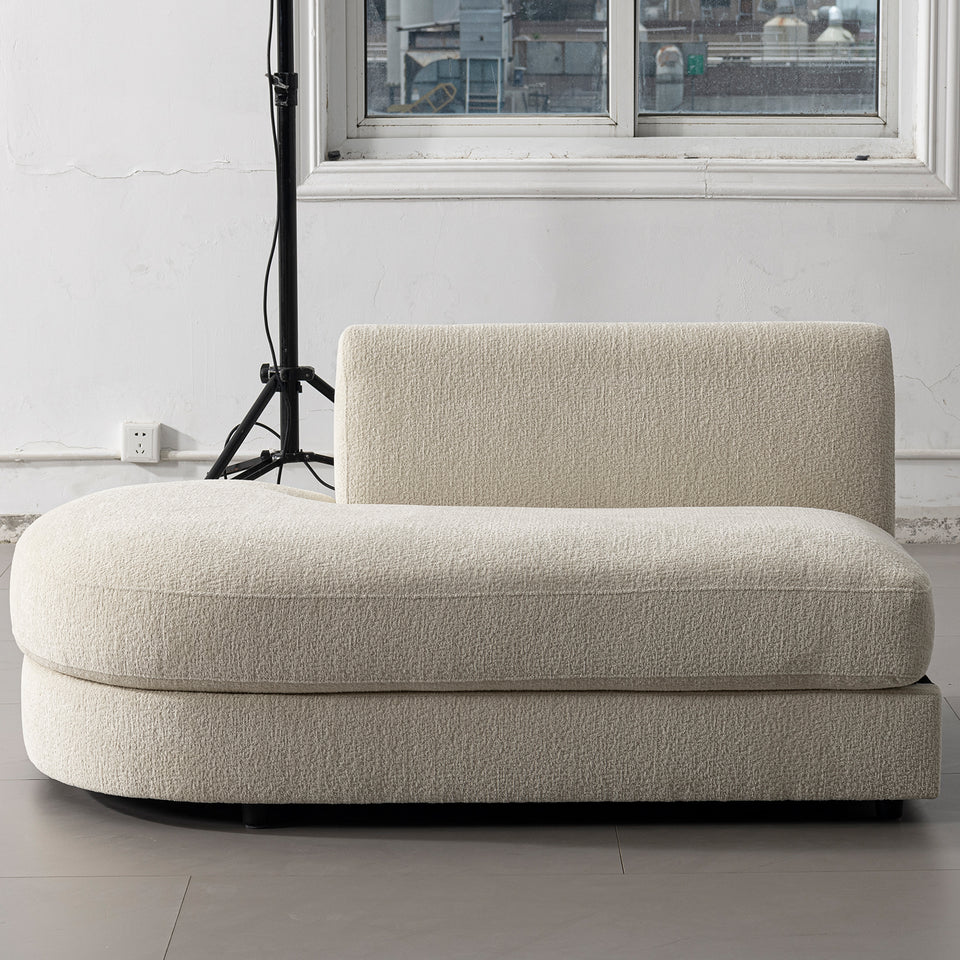 Minimalist velvet fabric modular chaise 2 seater sofa fable primary product view.