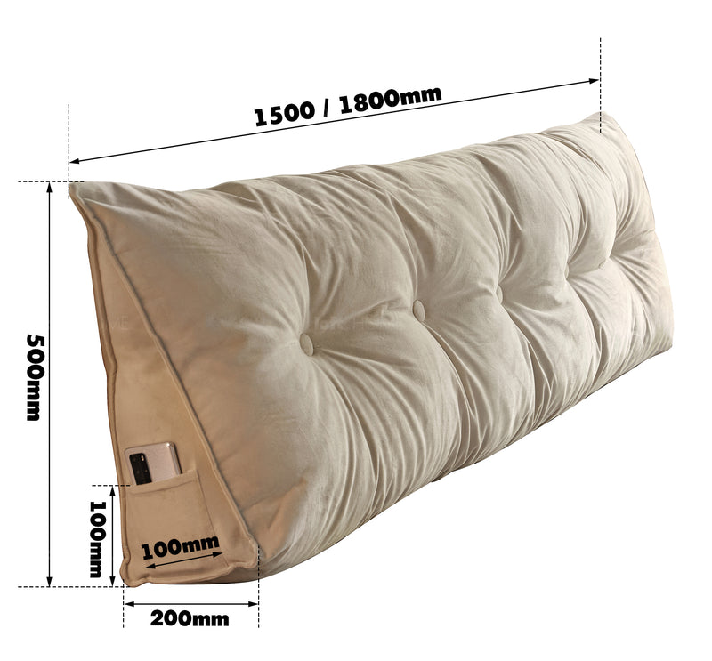 Modern velvet fabric triangle bed rest pillow snug conceptual design.