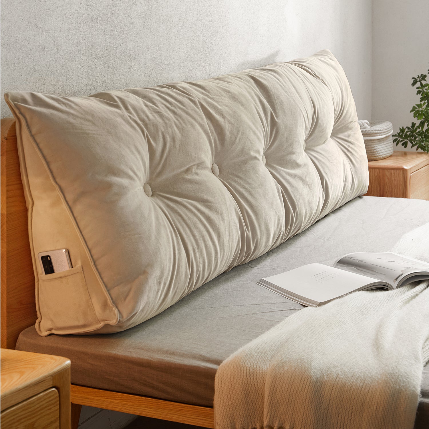 Modern Velvet Fabric Triangle Bed Rest Pillow SNUG – LOFT HOME