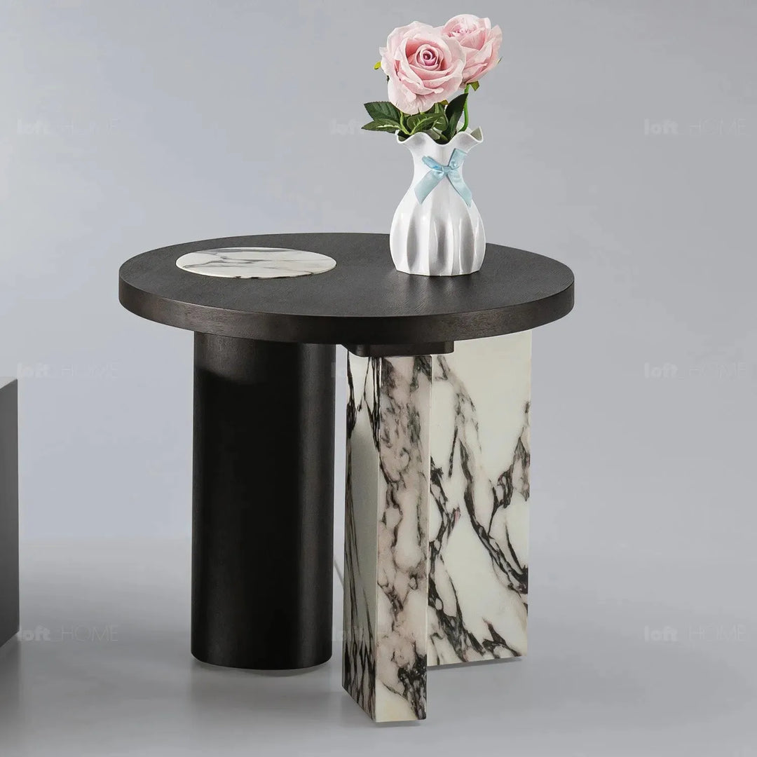 Modern marble wood coffee table 2pcs set ascend in still life.