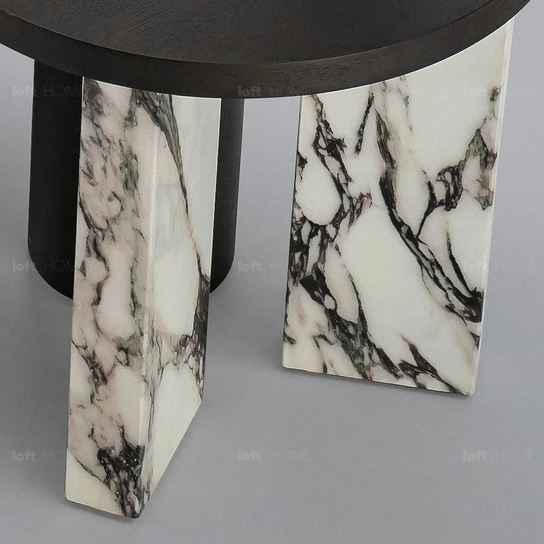 Modern marble wood coffee table 2pcs set ascend in close up details.