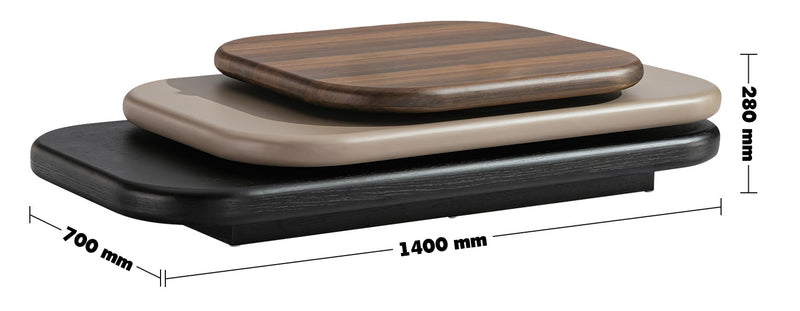 Modern Wood Revolving Coffee Table LUMINA Size Chart