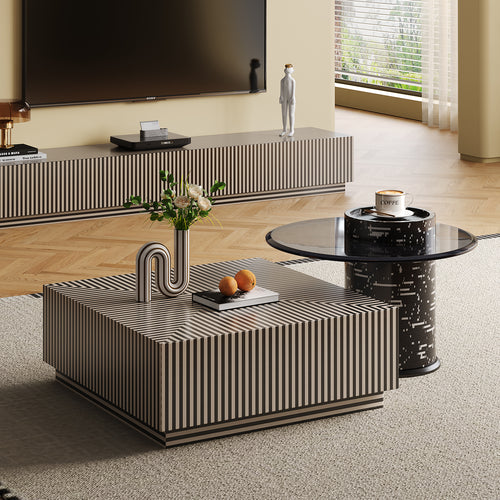 Bauhaus Wood Tempered Glass Coffee Table 2pcs Set STRIPE Good to Know Preview-1