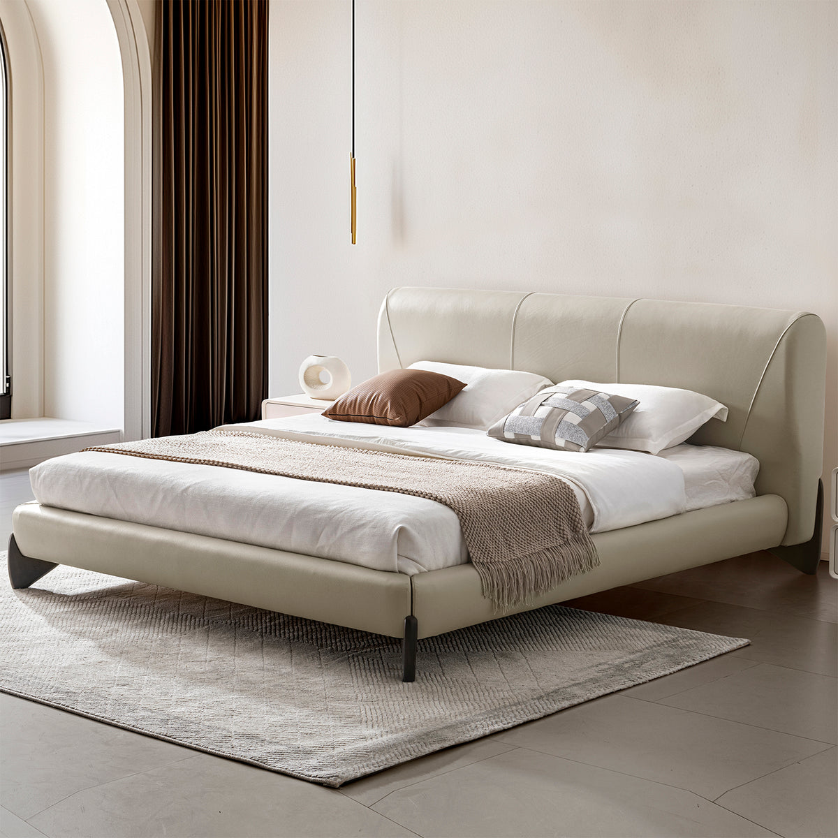Modern genuine leather bed frame arcy primary product view.