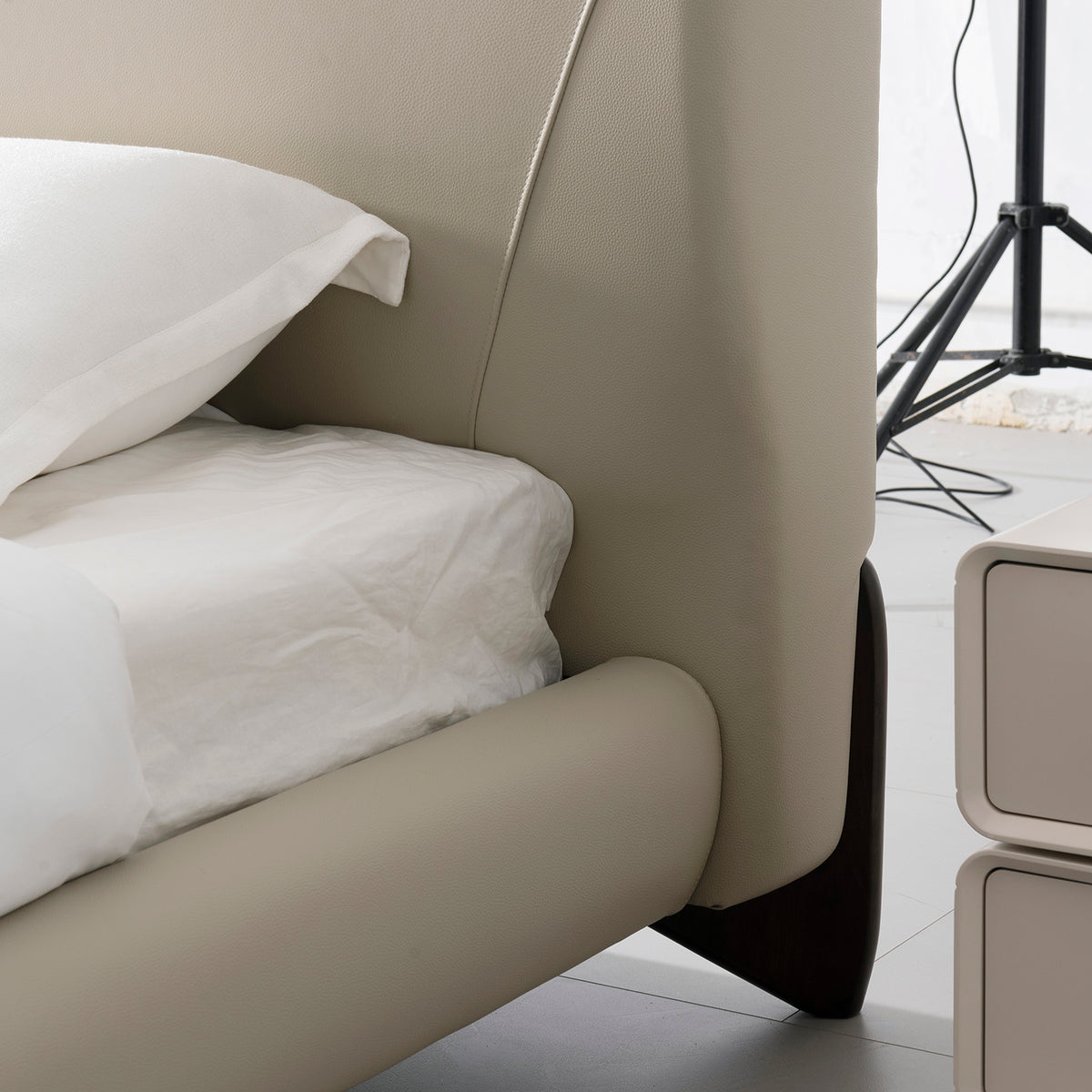 Modern genuine leather bed frame arcy material variants.