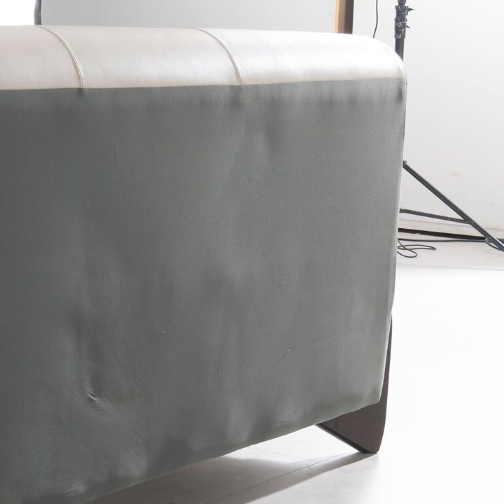 Modern genuine leather bed frame arcy with context.