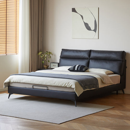 Modern Genuine Leather Bed Frame DUSKO Good to Know Preview-1