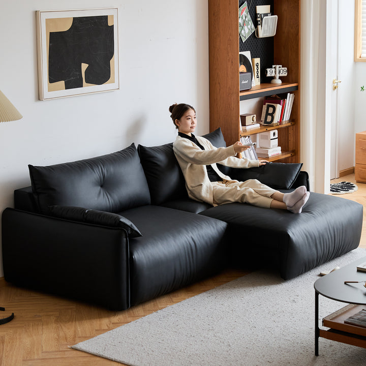 Modern genuine leather electric recliner 4 seater sofa evena in real life style.