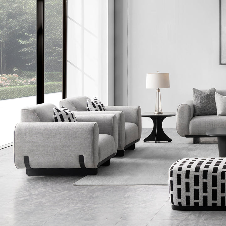 Modern mixed weave fabric 1 seater sofa griddy primary product view.