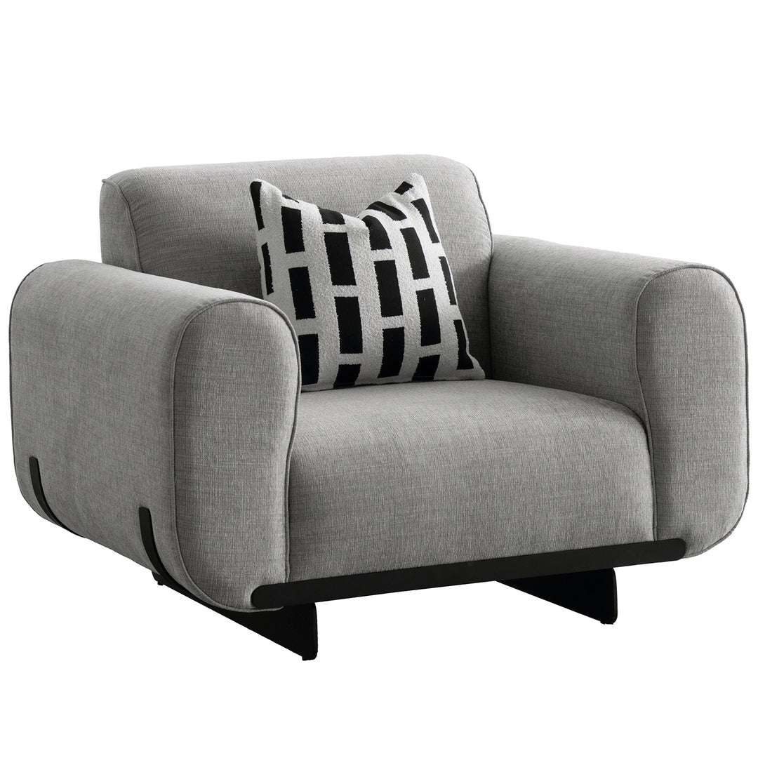 Modern mixed weave fabric 1 seater sofa griddy in white background.