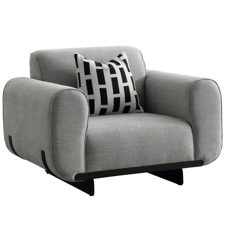 Modern mixed weave fabric 1 seater sofa griddy in white background.