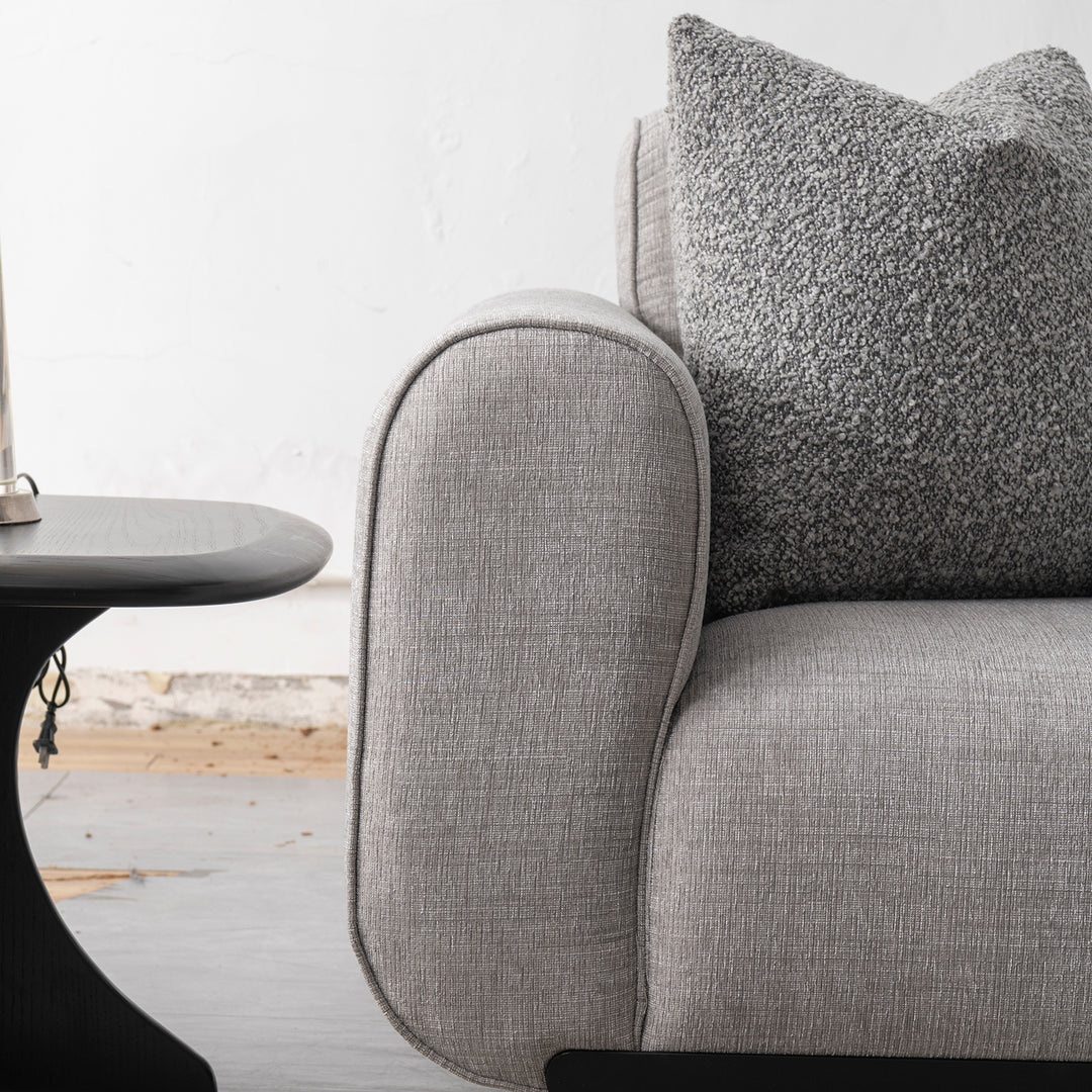 Modern mixed weave fabric 2 seater sofa griddy color swatches.